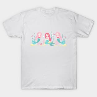 Cute Mermaid Pink and Mint Pattern T-Shirt